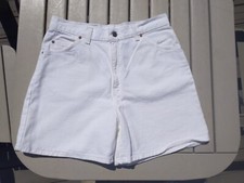 Vtg Levis 920 Regular Fit Shorts Wms Sz 12 14 Orange Tab white Denim USA EUC