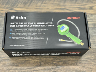 Astro Tools 3018GR Digital Tire Inflator - Stainless Steel Hose With Push-Lock Chuck