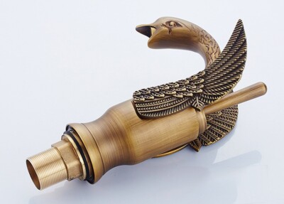 Wash Basin Faucet Swan Shape Lavatory Mixer Retro Brass Bathroom