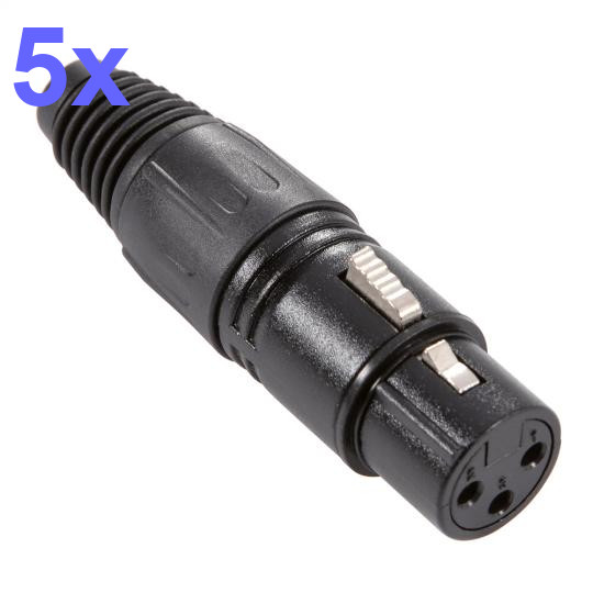 Thumbnail - 5x Xlr Stecker Female Schwarz Adam Hall Connectors 7849