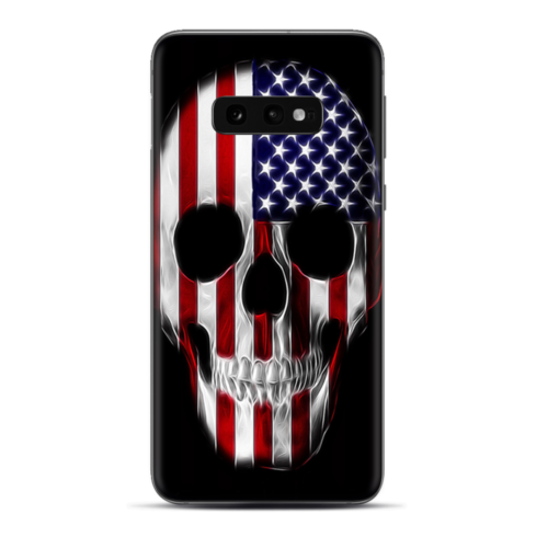 Skins Decal wrap for Samsung Galaxy S10e - American Skull Flag in Skull - Afbeelding 1 van 3