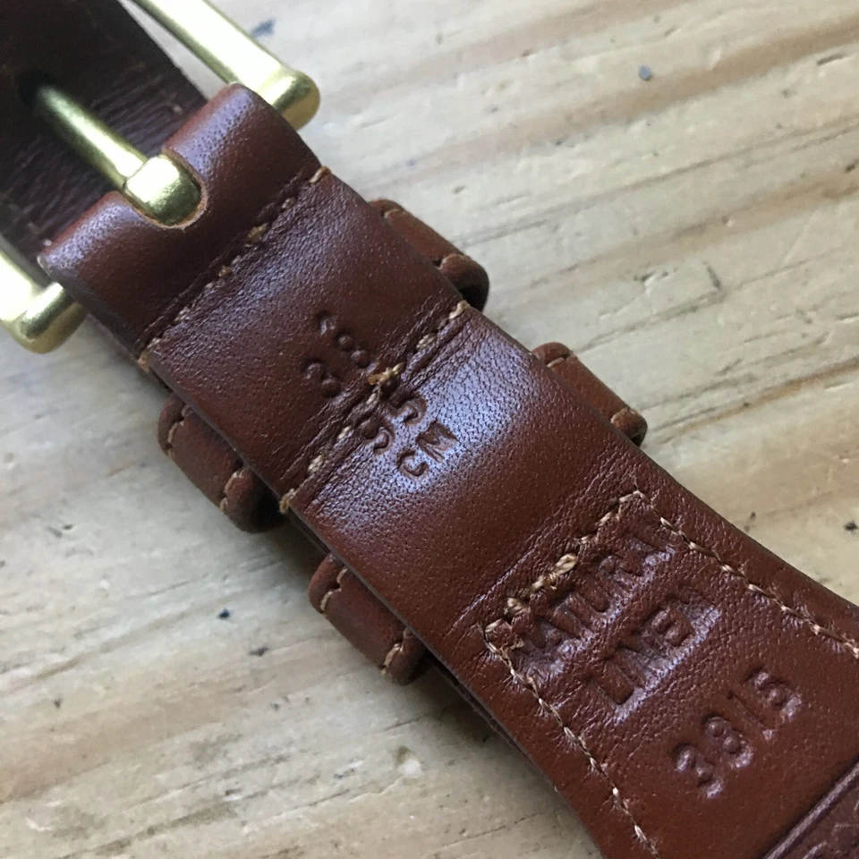 Cinturón Coach Vintage Lona Blanco Cuero Marrón Deco Lino Natural 3815 Talla 38 1"W Foto 4 de 4