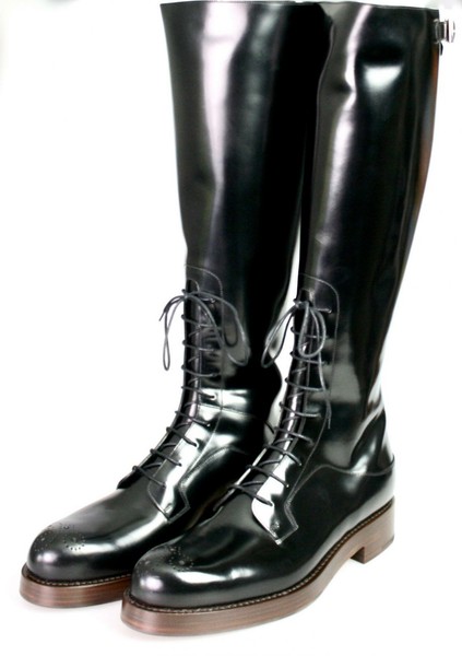 Luxus Prada Stiefel 1W054G Schwarz Spazzolato Leder Neu 41 41,5 Uk 8-image