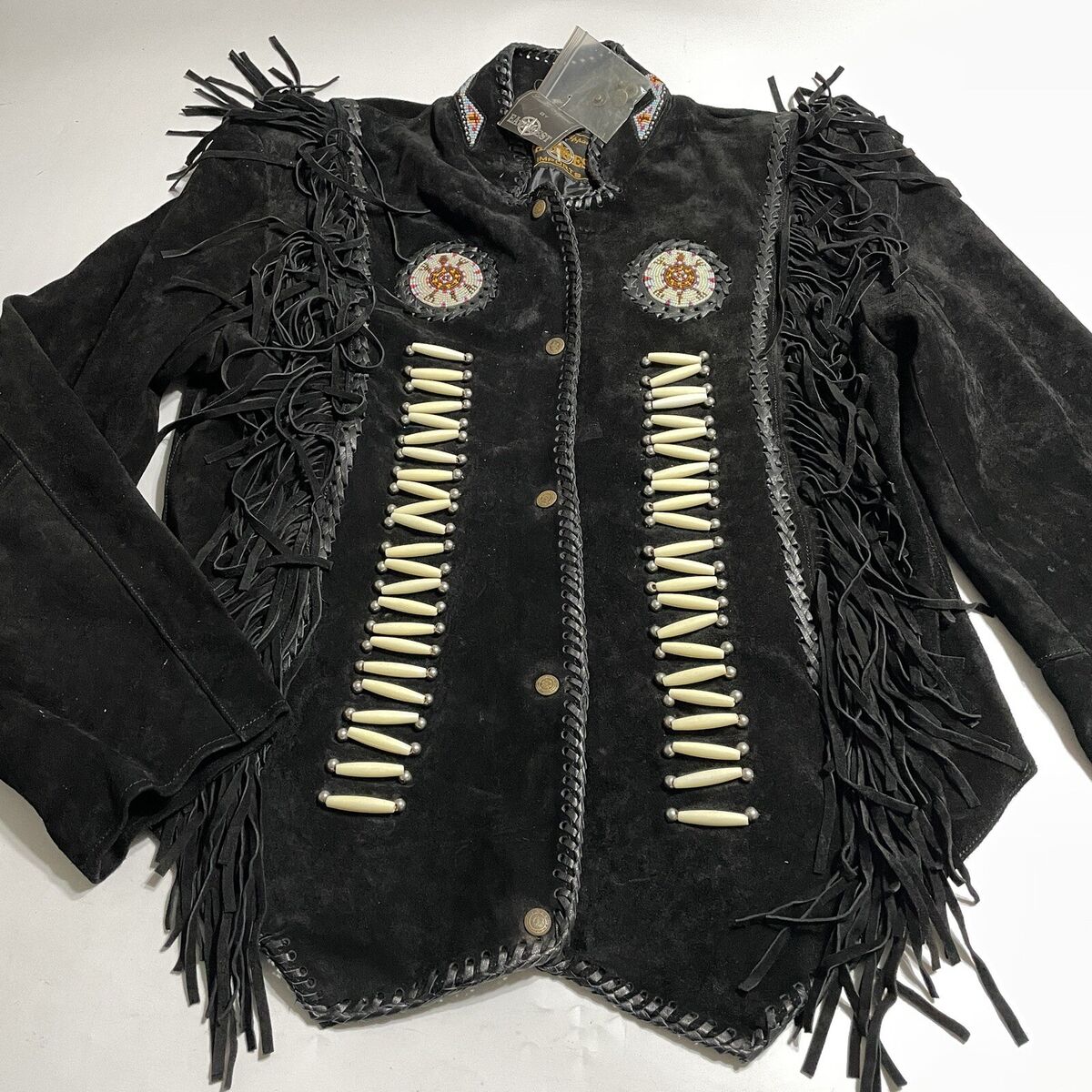 Vtg East West Imports Native Indian Moto Fringed Suede Vtg East West Imports Native Indian Moto Fringed Suede