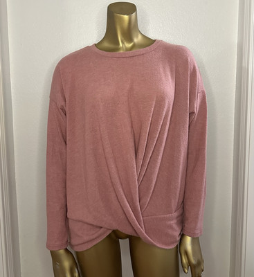 Gaze Front Twist Tie Womens Long Sleeve Mauve Blouse Active Top Sz Small