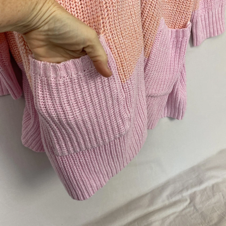 Женщина в длинный кардиган свитер 4 X пастель Colorblock шейкер вязаные карманы уютный - Изображение 3 из 4