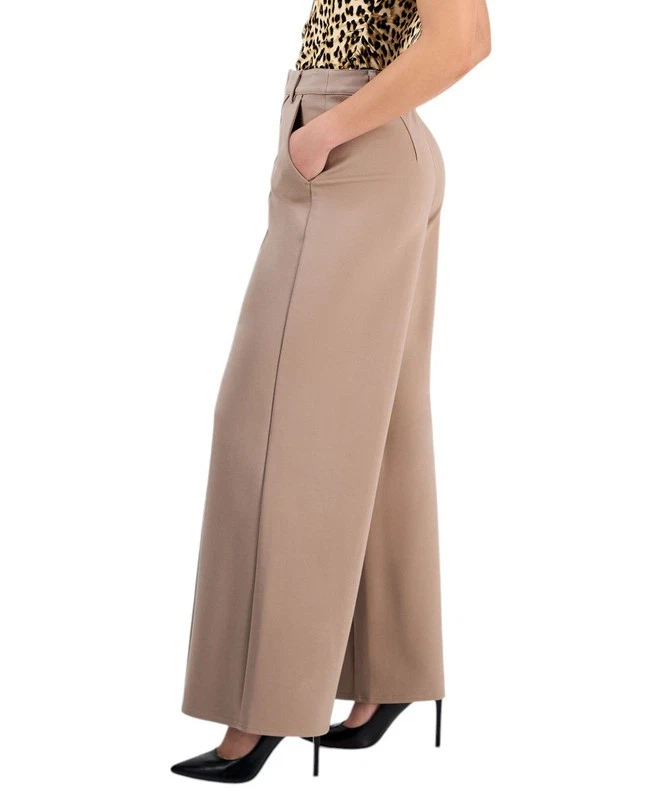 Pantalones ponte Bar III para mujer Petite con costuras de pierna ancha Foto 3 de 4