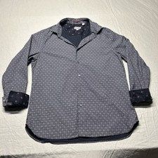 Ted Baker Button Up Shirt Men s Size XL Blue Geo Print Long Sleeve Flip Cuff