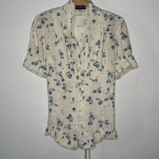 Scarlet Darkness Women L Victorian Style LaceUp Blouse Peasant Boho Floral Pearl