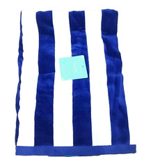 SOHO ROYAL BLUE,WHITE STRIPE 2 SIDED,100% COTTON,OEKO-TEX BEACH TOWEL -36"X70"