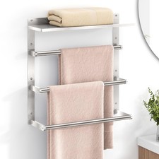 Towel Rack for Bathroom, 4-Tier Wall Tower Rack with Shelf, Stainless Steel L...