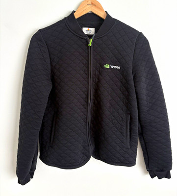 Marine Layer Womens Black Quilted Full Zip Bomber Jacket Logo Pockets SzM