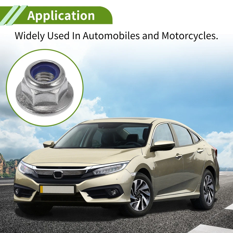 5 Stück M5x0.8 Flanschmuttern für Auto Motorrad, 304 Stahl, Gummi, 70 Char - Bild 3 von 4