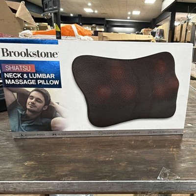 Brookstone Shiatsu Neck & Lumbar Massager Pillow w/ Heat, Black