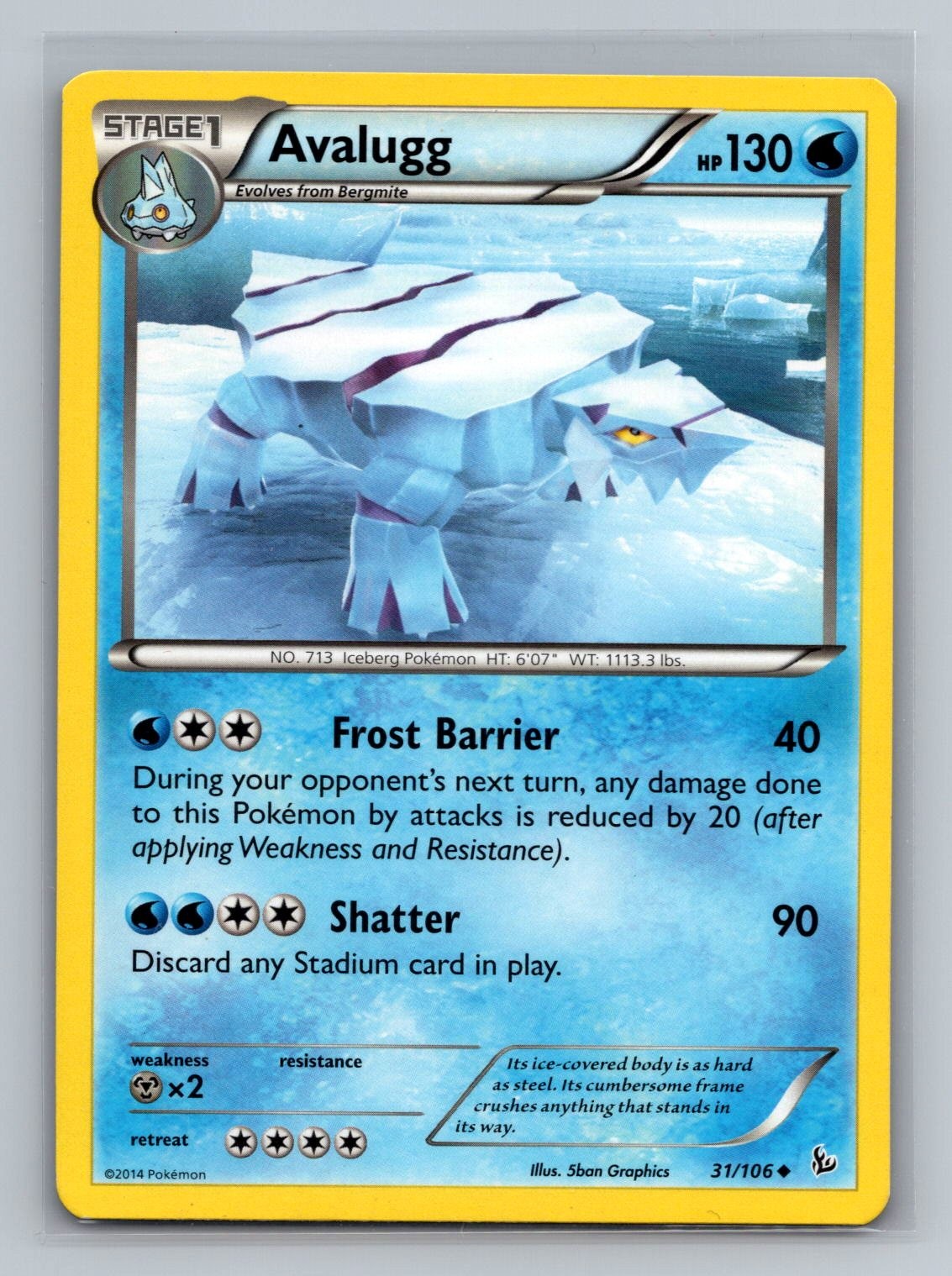Avalugg 31/106 Uncommon Flashfire Pokemon Near Mint