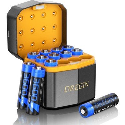 Wiederaufladbar Lithium Akkus AA 12-Pack mit Ladegerät, 1,5V 3600mWh Hohe Kap...