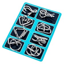 8Pcs/Set Metal Montessori Puzzle Wire IQ Mind Brain Teaser Puzzles Children Adul