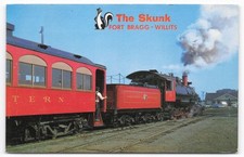 Vintage Skunk Train Postcard Fort Bragg Willits California Steam Locomotive