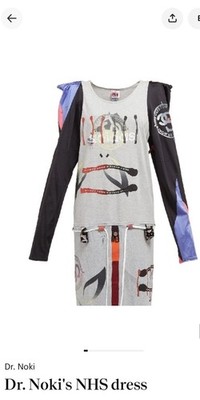Dr. Noki Art Dress Gray Multicolor Graphic Print Custom Sustainable L