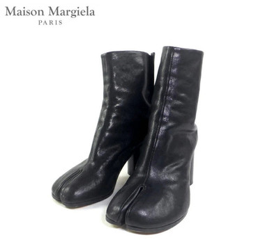 Maison Margiela Tabi Boots Black Vintage Leather 35 S58WU0260 7.5cm Heel