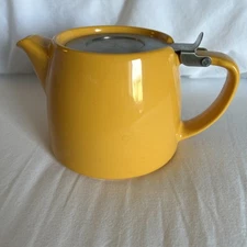 Forlife Stump Yellow Orange Personal Teapot With Metal Lid
