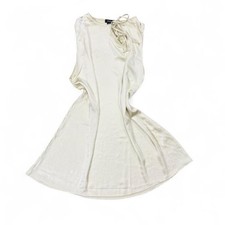 Nasty Gal cream champagne satin mini slip dress with tie detail Size 14