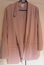 H&M Women's Pink Oversized Blazer Size XL Long Sleeve Button Up