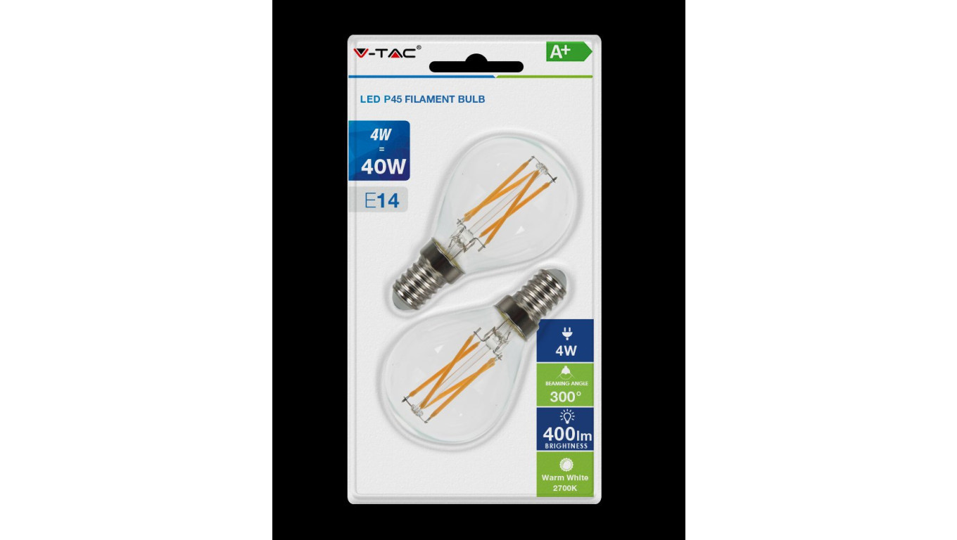СВЕТОДИОДНАЯ ЛАМПА НАКАЛИВАНИЯ arwka Decoracyjna VT-2184 4W E14 P45 2700K 400lm A 300st 7366 3690₽