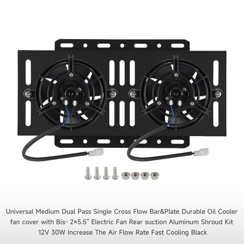 Dual 5.5'' Universal Electric Fan +Medium Oil Cooler Bar&Plate Mounting Bracket - Picture 9 of 11