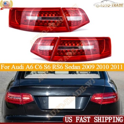 4PCS Outer Inner Tail Light Rear Brake Lamp For Audi A6 C6 2009-2011 Sedan