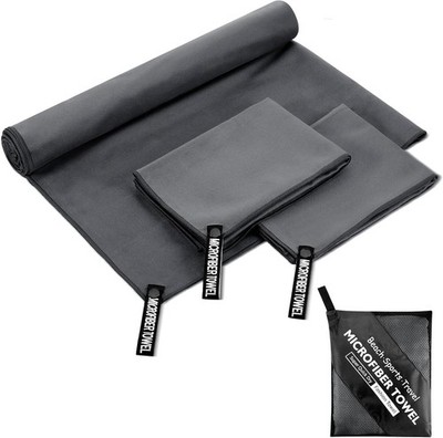 Zocipro Mikrofaser Handtuch 180x80cm 80x40cm Strandhandtuch Reisehandtuch Grau