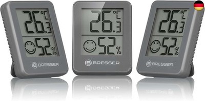 Bresser 3er Set Thermometer Hygrometer - Digitales Raumthermometer für 