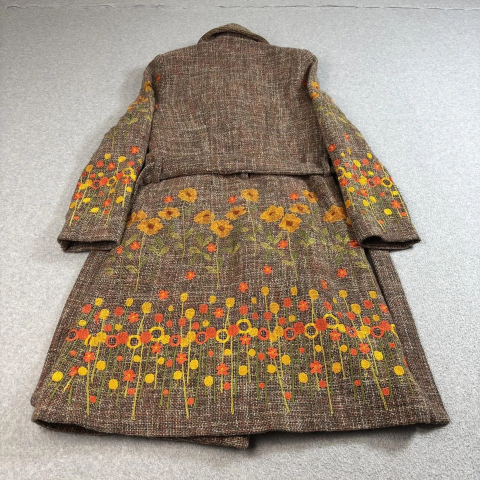 Abrigo Cottonade Paris Mujer 38 Tweed Doble Pecho Floral Bordado Twee Boho Foto 2 de 4