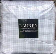 New Ralph Lauren Light Grey Plaid Checks white 3P Full Queen Comforter sham set