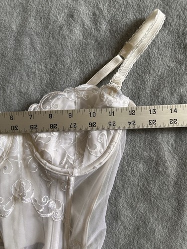 Victoria’s Secret Corset Bustier 34B White Sheer Lace Bridal Lingerie VTG - Picture 10 of 12