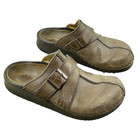 Birkenstock Footprints Brown Leather Clogs Women Size 7 Slip On Buckle