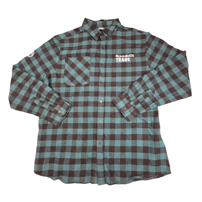 #ad Bunnings Shirt men XLARGE green Flannel long sleeve Button Up plaid Size XL AU $44.89