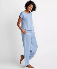 State of Day Women's 2-Pc. Crepe de Chine Short-Sleeve Pajama Set Eventide L