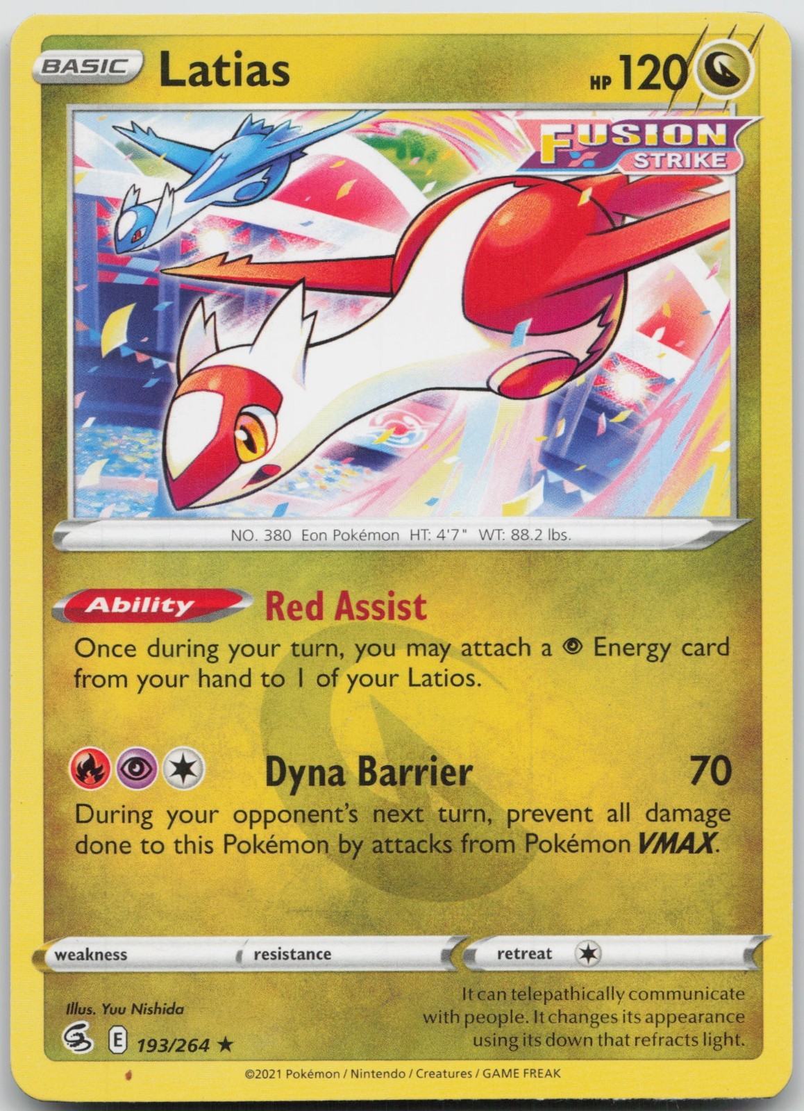 Latias 193/264 Rare Fusion Strike Pokemon Lightly Played D