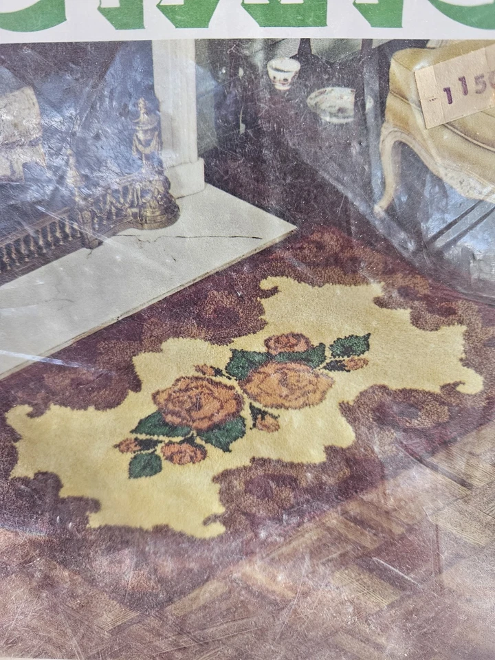 Vintage Spinnerin Latch Hook Rug Pattern Canvas Full Color Printed 34x58 Floral - Image 2 of 4