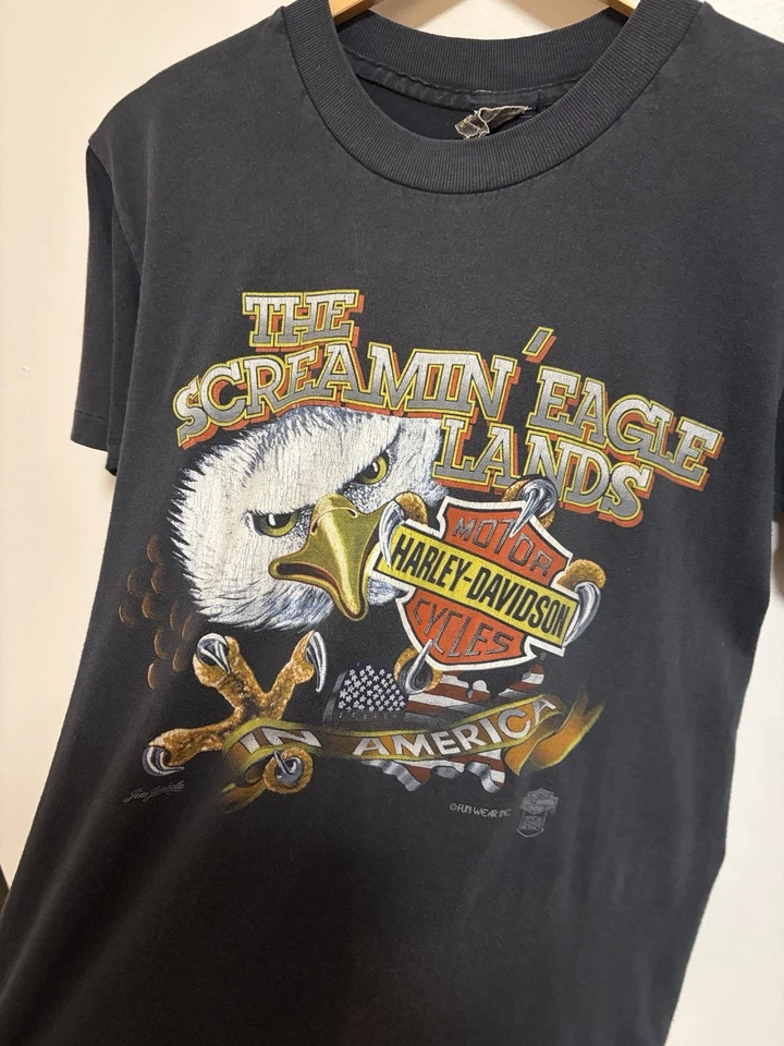 Camiseta Harley Davidson The Screamin Eagle vintage años 80 emblema 3D ropa divertida mediana Foto 2 de 4
