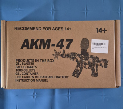 AKM-47 Gel Blaster Rifle, 1000 Magazine, Yellow/Black, 120FT/s, Battery-Powered