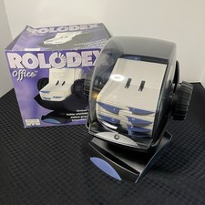 Rolodex Office Covered Swivel Rotary Card File 66871 Black In Box with Cards