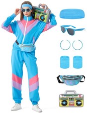 80s Tracksuit for Women Windbreaker Suit 80s 90s Outfit for Women Color Block...