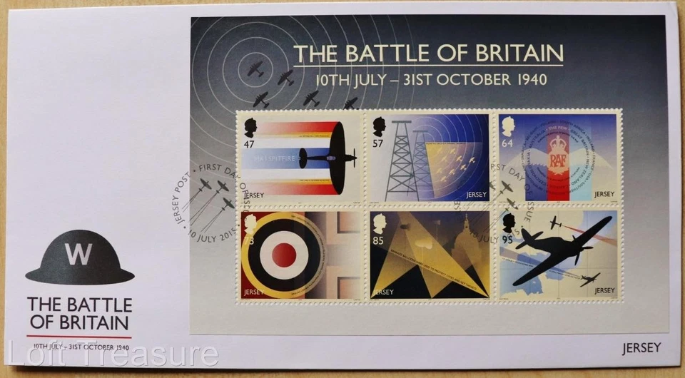 Jersey Stamps "RAF - Battle of Britain" 6v Souvenir Sheet First Day Cover 2015 - Image 2 of 3