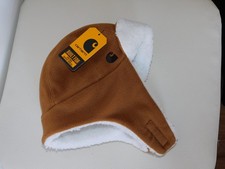Carhartt Toddler Fleece Trooper Hat Brown Sherpa Lined Ear Flaps AH8950 same da