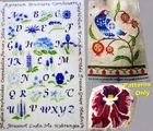 Blue Flower Sampler Partridge Pomegranate Pansy Pincushion CROSS STITCH PATTERNS