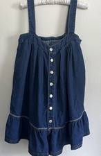 SHEIN Breezaya Women’s Cami Denim Dress XS Straps Ruffle Hem A Line Casual Boho