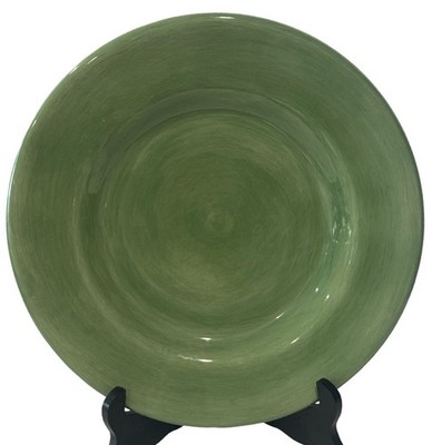 Tabletops Gallery Salute Dinner Plate 11.25  Sage Green Round Handpainted EUC