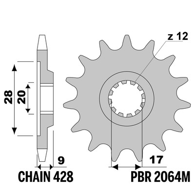 HM SIX COMPETITION 50 2007-2007 Ritzel PBR Schritt 428 11 Zähne